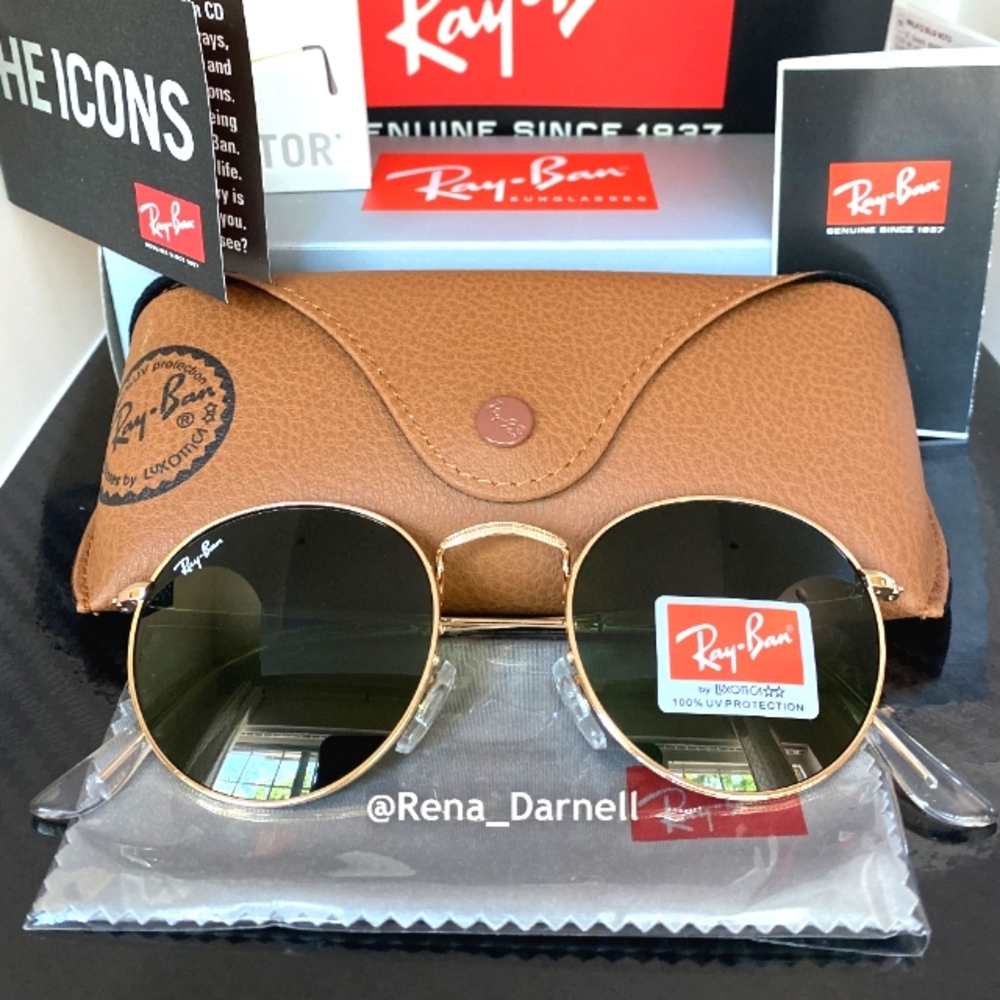 NEW RayBan Round Metal RB3447 Green Lens 50mm